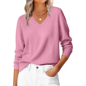 image:imageANRABESS Womens Long Sleeve V Neck Basic Sweaters  Classic Pullover TopsSoft LooseBusiness Casual WorkTravel VacationAll Day WearFall Spring OutfitsWinter Layer ClothingCoral Pink