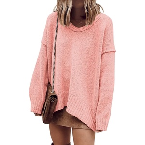 image:imageANRABESS Womens Oversized Casual Loose Slouchy Scoop V Neck Batwing Long Sleeve Knit 2026 Fall Pullover SweatersPink