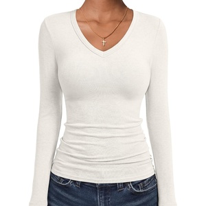 image:imageANRABESS Womens Wool Blend Long Sleeve V Neck Shirts  Comfy Soft Top Slim Fit Knit Daily Travel Going Out Clothes Basic Casual Fall Spring Transition OutfitsWhite