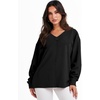 image:imageANRABESS Oversized Long Sleeve Shirts for Women Off the Shoulder Sweatshirt Loose V Neck Tunic Tops High Low Sweater 2026Black