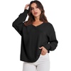 image:imageANRABESS Oversized Long Sleeve Shirts for Women Off the Shoulder Sweatshirt Loose V Neck Tunic Tops High Low Sweater 2026Black