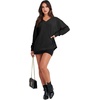 image:imageANRABESS Oversized Long Sleeve Shirts for Women Off the Shoulder Sweatshirt Loose V Neck Tunic Tops High Low Sweater 2026Black