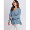 image:imageANRABESS Oversized Long Sleeve Shirts for Women Off the Shoulder Sweatshirt Loose V Neck Tunic Tops High Low Sweater 2026Blue
