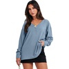 image:imageANRABESS Oversized Long Sleeve Shirts for Women Off the Shoulder Sweatshirt Loose V Neck Tunic Tops High Low Sweater 2026Blue
