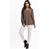 image:imageANRABESS Oversized Long Sleeve Shirts for Women Off the Shoulder Sweatshirt Loose V Neck Tunic Tops High Low Sweater 2026Brown
