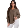 image:imageANRABESS Oversized Long Sleeve Shirts for Women Off the Shoulder Sweatshirt Loose V Neck Tunic Tops High Low Sweater 2026Brown