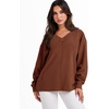 image:imageANRABESS Oversized Long Sleeve Shirts for Women Off the Shoulder Sweatshirt Loose V Neck Tunic Tops High Low Sweater 2026Caramel
