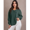 image:imageANRABESS Oversized Long Sleeve Shirts for Women Off the Shoulder Sweatshirt Loose V Neck Tunic Tops High Low Sweater 2026Dark Green