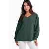 image:imageANRABESS Oversized Long Sleeve Shirts for Women Off the Shoulder Sweatshirt Loose V Neck Tunic Tops High Low Sweater 2026Dark Green