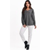 image:imageANRABESS Oversized Long Sleeve Shirts for Women Off the Shoulder Sweatshirt Loose V Neck Tunic Tops High Low Sweater 2026Dark Grey