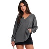 image:imageANRABESS Oversized Long Sleeve Shirts for Women Off the Shoulder Sweatshirt Loose V Neck Tunic Tops High Low Sweater 2026Dark Grey