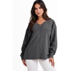 image:imageANRABESS Oversized Long Sleeve Shirts for Women Off the Shoulder Sweatshirt Loose V Neck Tunic Tops High Low Sweater 2026Dark Grey