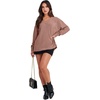 image:imageANRABESS Oversized Long Sleeve Shirts for Women Off the Shoulder Sweatshirt Loose V Neck Tunic Tops High Low Sweater 2026Deep Apricot