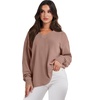 image:imageANRABESS Oversized Long Sleeve Shirts for Women Off the Shoulder Sweatshirt Loose V Neck Tunic Tops High Low Sweater 2026Deep Apricot