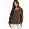 image:imageANRABESS Oversized Long Sleeve Shirts for Women Off the Shoulder Sweatshirt Loose V Neck Tunic Tops High Low Sweater 2026Deep Brown