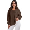 image:imageANRABESS Oversized Long Sleeve Shirts for Women Off the Shoulder Sweatshirt Loose V Neck Tunic Tops High Low Sweater 2026Deep Brown