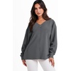 image:imageANRABESS Oversized Long Sleeve Shirts for Women Off the Shoulder Sweatshirt Loose V Neck Tunic Tops High Low Sweater 2026Deep Grey