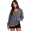 image:imageANRABESS Oversized Long Sleeve Shirts for Women Off the Shoulder Sweatshirt Loose V Neck Tunic Tops High Low Sweater 2026Deep Grey