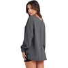 image:imageANRABESS Oversized Long Sleeve Shirts for Women Off the Shoulder Sweatshirt Loose V Neck Tunic Tops High Low Sweater 2026Deep Grey