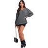 image:imageANRABESS Oversized Long Sleeve Shirts for Women Off the Shoulder Sweatshirt Loose V Neck Tunic Tops High Low Sweater 2026Deep Grey