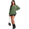 image:imageANRABESS Oversized Long Sleeve Shirts for Women Off the Shoulder Sweatshirt Loose V Neck Tunic Tops High Low Sweater 2026Green