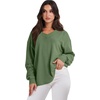 image:imageANRABESS Oversized Long Sleeve Shirts for Women Off the Shoulder Sweatshirt Loose V Neck Tunic Tops High Low Sweater 2026Green