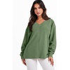 image:imageANRABESS Oversized Long Sleeve Shirts for Women Off the Shoulder Sweatshirt Loose V Neck Tunic Tops High Low Sweater 2026Green