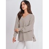 image:imageANRABESS Oversized Long Sleeve Shirts for Women Off the Shoulder Sweatshirt Loose V Neck Tunic Tops High Low Sweater 2026Grey Apricot