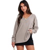 image:imageANRABESS Oversized Long Sleeve Shirts for Women Off the Shoulder Sweatshirt Loose V Neck Tunic Tops High Low Sweater 2026Grey Apricot
