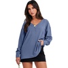 image:imageANRABESS Oversized Long Sleeve Shirts for Women Off the Shoulder Sweatshirt Loose V Neck Tunic Tops High Low Sweater 2026Grey Blue