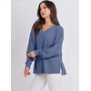 image:imageANRABESS Oversized Long Sleeve Shirts for Women Off the Shoulder Sweatshirt Loose V Neck Tunic Tops High Low Sweater 2026Grey Blue