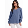 image:imageANRABESS Oversized Long Sleeve Shirts for Women Off the Shoulder Sweatshirt Loose V Neck Tunic Tops High Low Sweater 2026Grey Blue