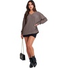 image:imageANRABESS Oversized Long Sleeve Shirts for Women Off the Shoulder Sweatshirt Loose V Neck Tunic Tops High Low Sweater 2026Light Brown