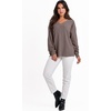image:imageANRABESS Oversized Long Sleeve Shirts for Women Off the Shoulder Sweatshirt Loose V Neck Tunic Tops High Low Sweater 2026Light Brown