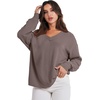 image:imageANRABESS Oversized Long Sleeve Shirts for Women Off the Shoulder Sweatshirt Loose V Neck Tunic Tops High Low Sweater 2026Light Brown