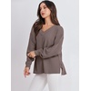 image:imageANRABESS Oversized Long Sleeve Shirts for Women Off the Shoulder Sweatshirt Loose V Neck Tunic Tops High Low Sweater 2026Light Brown