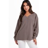 image:imageANRABESS Oversized Long Sleeve Shirts for Women Off the Shoulder Sweatshirt Loose V Neck Tunic Tops High Low Sweater 2026Light Brown