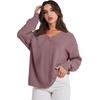 image:imageANRABESS Oversized Long Sleeve Shirts for Women Off the Shoulder Sweatshirt Loose V Neck Tunic Tops High Low Sweater 2026Light Purple