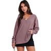 image:imageANRABESS Oversized Long Sleeve Shirts for Women Off the Shoulder Sweatshirt Loose V Neck Tunic Tops High Low Sweater 2026Light Purple