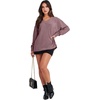 image:imageANRABESS Oversized Long Sleeve Shirts for Women Off the Shoulder Sweatshirt Loose V Neck Tunic Tops High Low Sweater 2026Light Purple