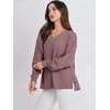 image:imageANRABESS Oversized Long Sleeve Shirts for Women Off the Shoulder Sweatshirt Loose V Neck Tunic Tops High Low Sweater 2026Light Purple