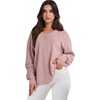 image:imageANRABESS Oversized Long Sleeve Shirts for Women Off the Shoulder Sweatshirt Loose V Neck Tunic Tops High Low Sweater 2026Pink