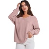 image:imageANRABESS Oversized Long Sleeve Shirts for Women Off the Shoulder Sweatshirt Loose V Neck Tunic Tops High Low Sweater 2026Pink