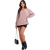 image:imageANRABESS Oversized Long Sleeve Shirts for Women Off the Shoulder Sweatshirt Loose V Neck Tunic Tops High Low Sweater 2026Pink