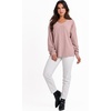image:imageANRABESS Oversized Long Sleeve Shirts for Women Off the Shoulder Sweatshirt Loose V Neck Tunic Tops High Low Sweater 2026Pink