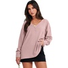 image:imageANRABESS Oversized Long Sleeve Shirts for Women Off the Shoulder Sweatshirt Loose V Neck Tunic Tops High Low Sweater 2026Pink