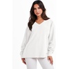 image:imageANRABESS Oversized Long Sleeve Shirts for Women Off the Shoulder Sweatshirt Loose V Neck Tunic Tops High Low Sweater 2026White