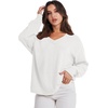 image:imageANRABESS Oversized Long Sleeve Shirts for Women Off the Shoulder Sweatshirt Loose V Neck Tunic Tops High Low Sweater 2026White