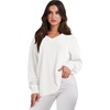 image:imageANRABESS Oversized Long Sleeve Shirts for Women Off the Shoulder Sweatshirt Loose V Neck Tunic Tops High Low Sweater 2026White