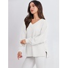 image:imageANRABESS Oversized Long Sleeve Shirts for Women Off the Shoulder Sweatshirt Loose V Neck Tunic Tops High Low Sweater 2026White